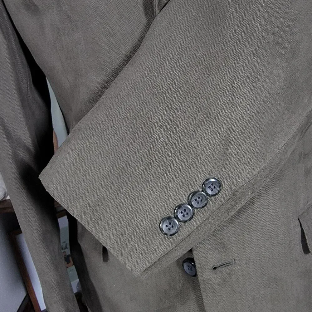 Stafford‎ Essentials Men's Sport Coat Three Button Olive Herringbone Poly Sz 40R